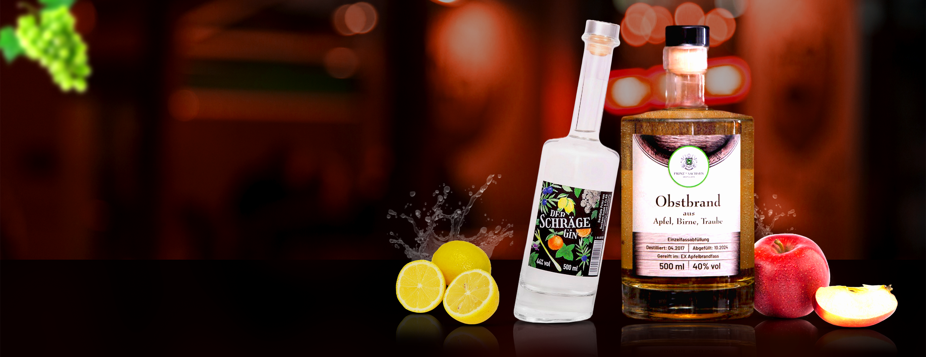 Auswahl an Gin und Whisky bei Prinz von Sachsen